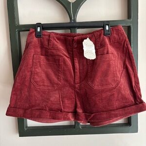 Altar'd State Burgundy Corduroy Women's Shorts